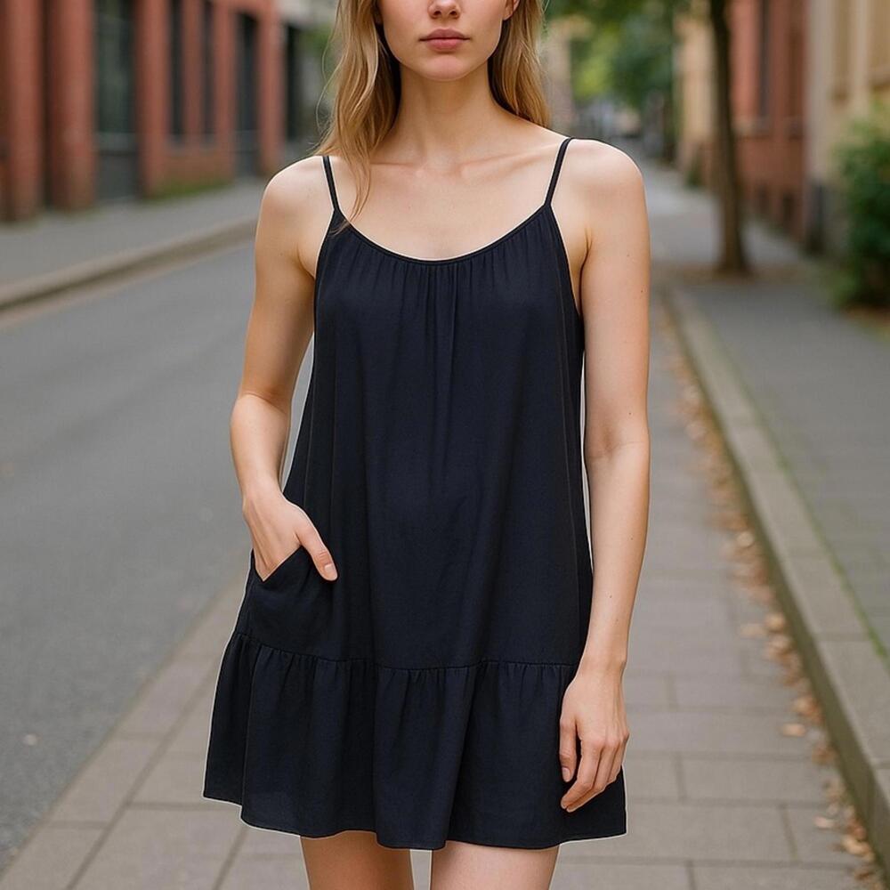 Universal Thread Gauze Shift Dress Womens XS Navy Blue Sleeveless Cotton